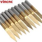 ابزار تراش و حک CNC کارباید روکش تیتانیوم زاویه 15 درجه قطر 0.1mm